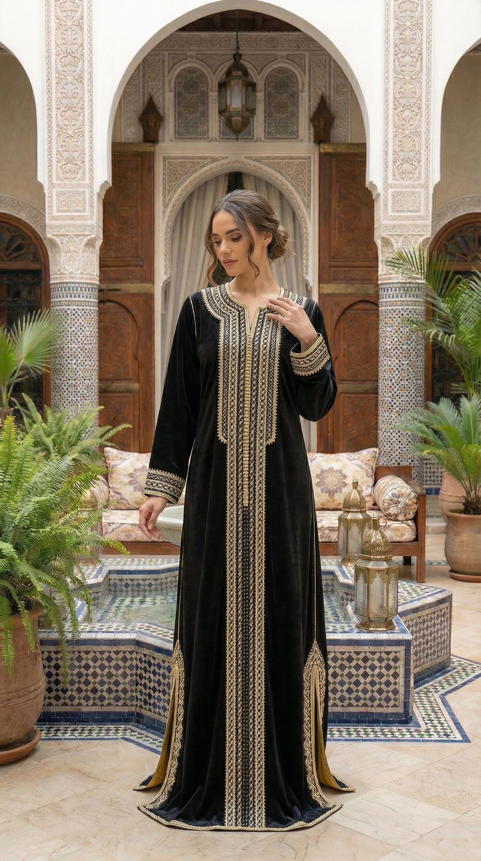 Caftan Bleu Nuit Vente - Face